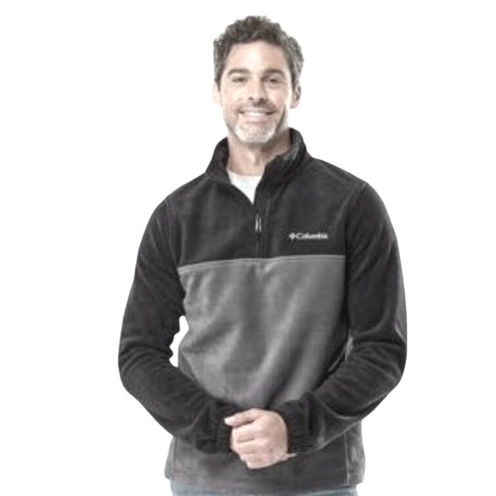 Columbia Steens Mountain Fleece Pullover Mens XL Outdoor Gray Colorblock Zip